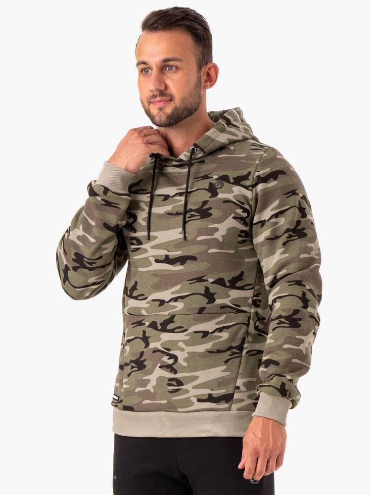 Bluzy Z Kapturem Męskie Ryderwear Men Hoodie Camo Tech Pullover Khaki Camo | PL2696FM