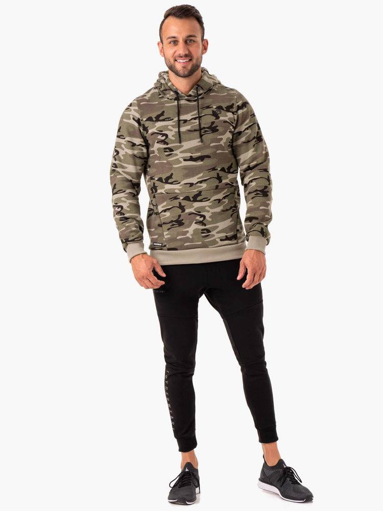 Bluzy Z Kapturem Męskie Ryderwear Men Hoodie Camo Tech Pullover Khaki Camo | PL2696FM