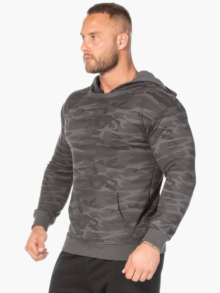 Bluzy Z Kapturem Męskie Ryderwear Men Hoodie Camo Pullover Czarne Camo | PL2698SO