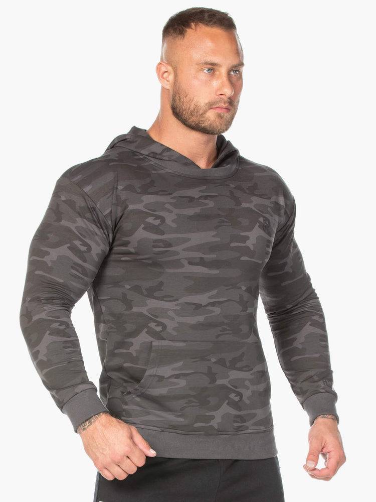 Bluzy Z Kapturem Męskie Ryderwear Men Hoodie Camo Pullover Czarne Camo | PL2698SO