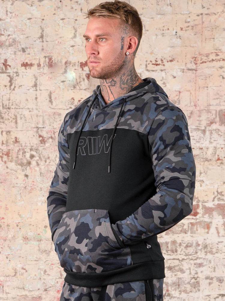 Bluzy Z Kapturem Męskie Ryderwear Men Hoodie Camo Czarne Camo | PL2700PQ