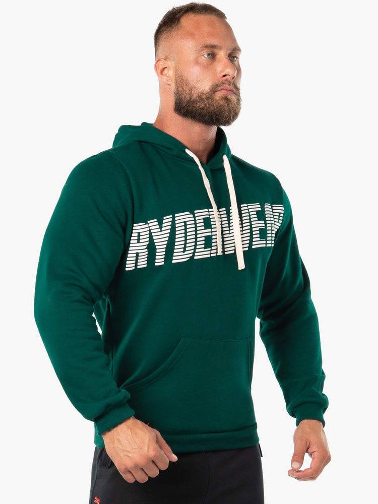 Bluzy Z Kapturem Męskie Ryderwear Men Hoodie Block Fleece Pullover Zielone Białe | PL2701OR