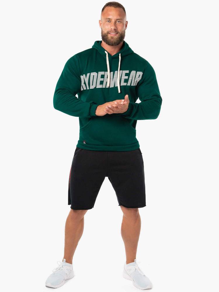 Bluzy Z Kapturem Męskie Ryderwear Men Hoodie Block Fleece Pullover Zielone Białe | PL2701OR