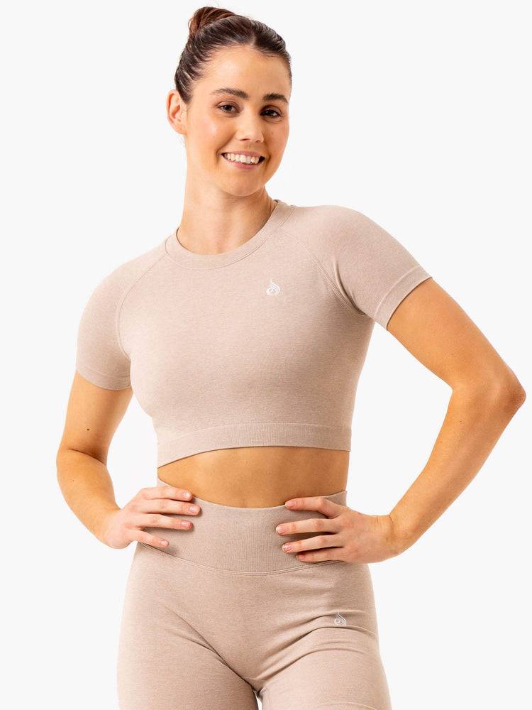 Koszulki Damskie Ryderwear Women T Shirts Essential Seamless Tee Brązowe | PL1350QZ