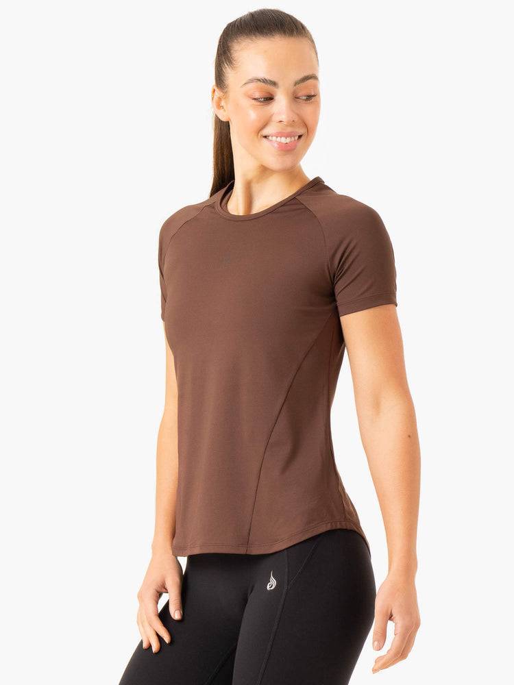 Koszulki Damskie Ryderwear Women T Shirts Level Up Treningowe Czekolada | PL1363FM