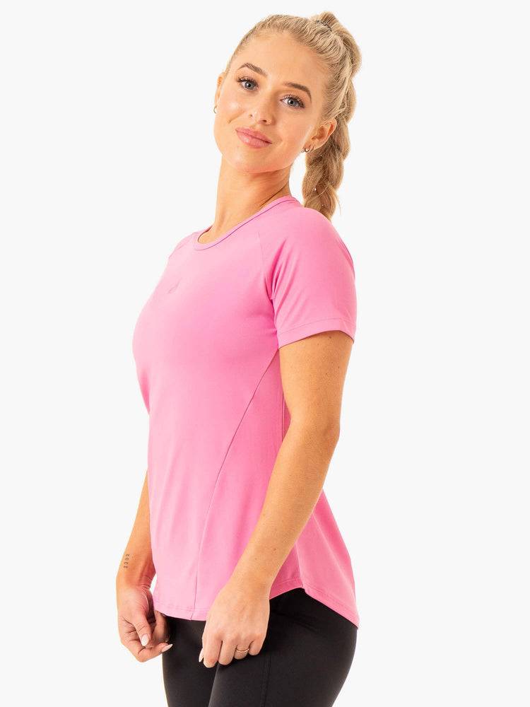 Koszulki Damskie Ryderwear Women T Shirts Level Up Treningowe Różowe | PL1366JJ