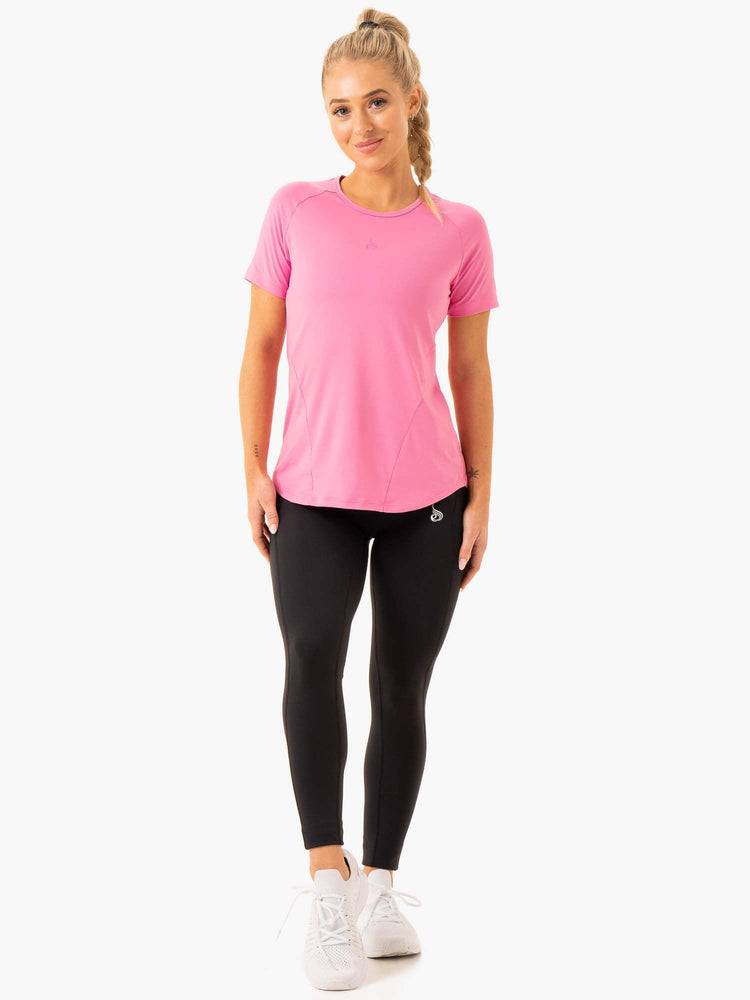 Koszulki Damskie Ryderwear Women T Shirts Level Up Treningowe Różowe | PL1366JJ