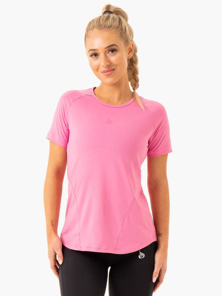 Koszulki Damskie Ryderwear Women T Shirts Level Up Treningowe Różowe | PL1366JJ