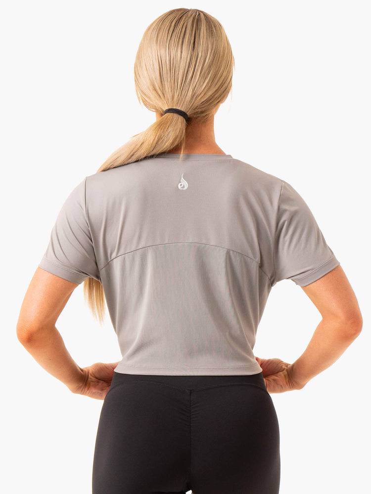 Koszulki Damskie Ryderwear Women T Shirts Level Up Cropped Szare | PL1369ZG