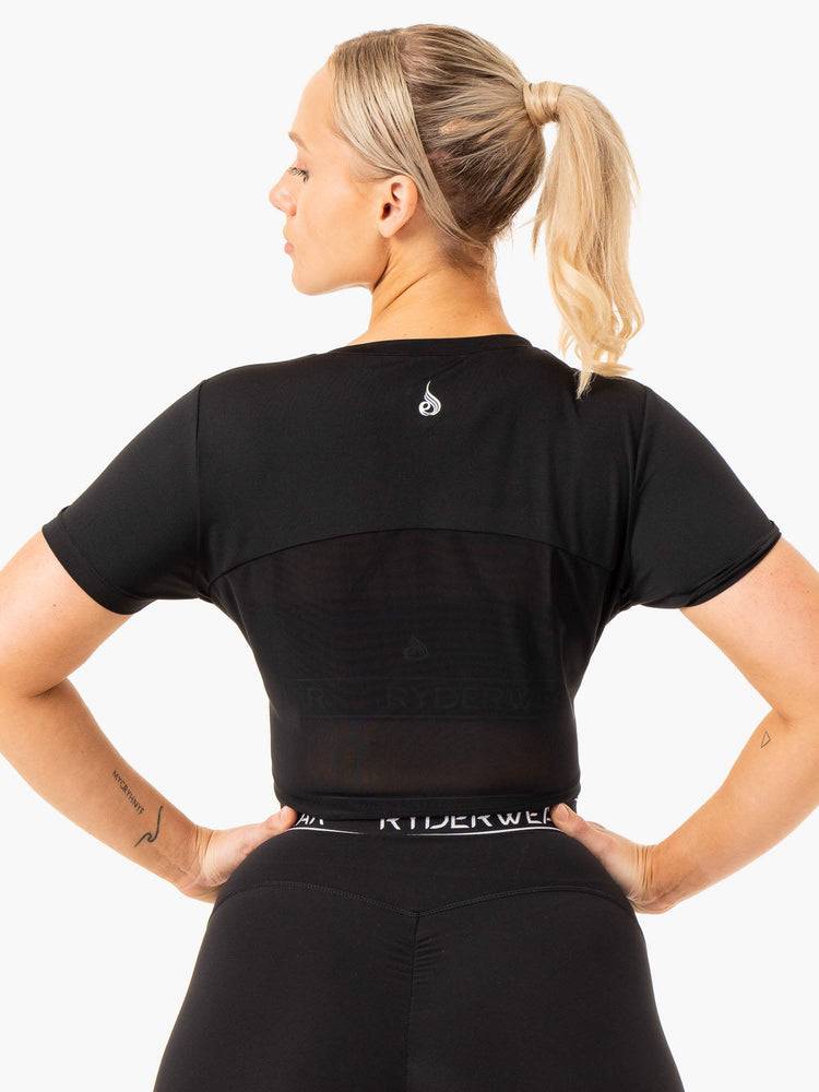 Koszulki Damskie Ryderwear Women T Shirts Level Up Cropped Czarne | PL1370XF