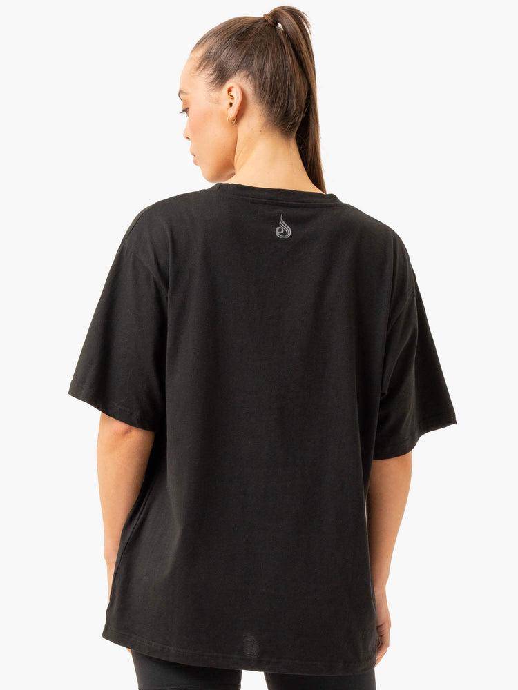 Koszulki Damskie Ryderwear Women T Shirts Grafiką Oversized Unisex Czarne | PL1373BC