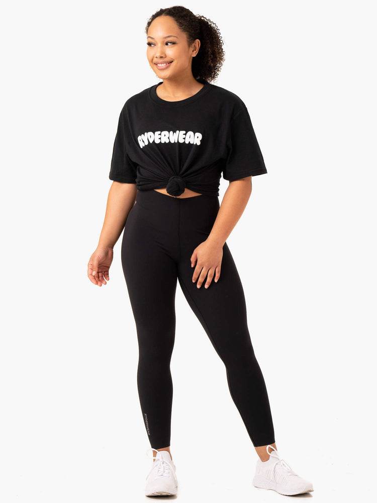 Koszulki Damskie Ryderwear Women T Shirts Icon Oversized Czarne | PL1377WY