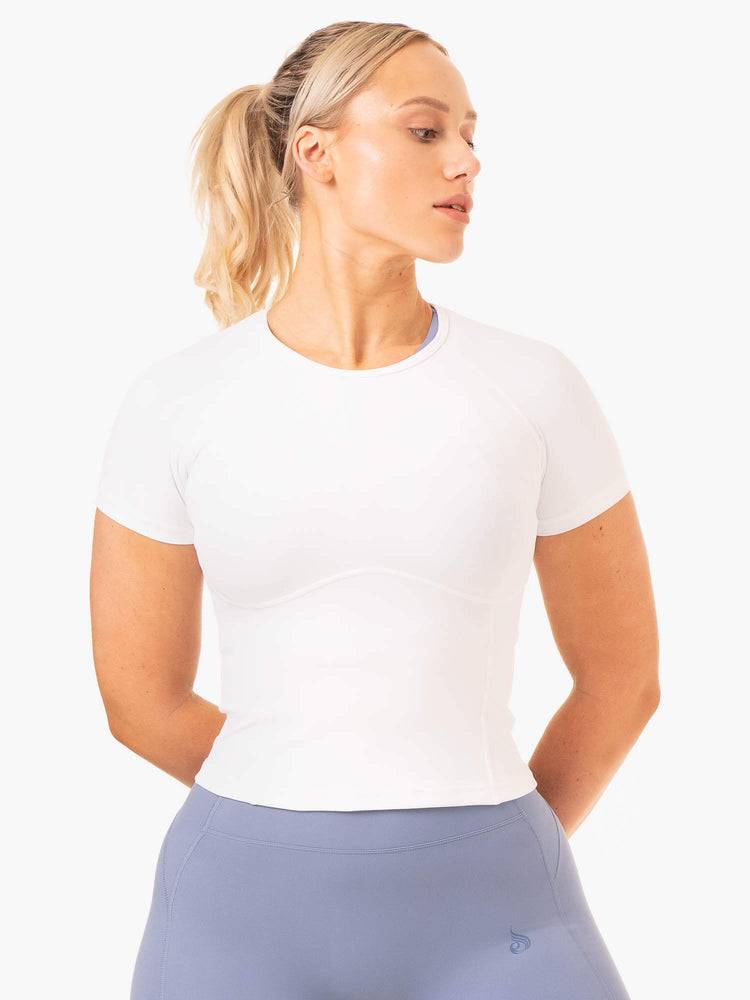 Koszulki Damskie Ryderwear Women T Shirts NKD Frame Fitted Białe | PL1378EX