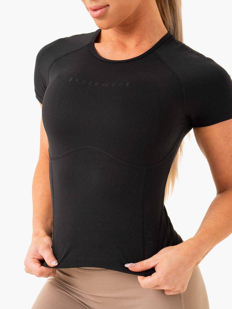 Koszulki Damskie Ryderwear Women T Shirts NKD Frame Fitted Czarne | PL1382UT