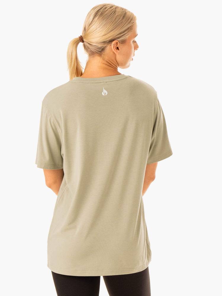 Koszulki Damskie Ryderwear Women T Shirts Edit Longline Oliwkowe | PL1389FM