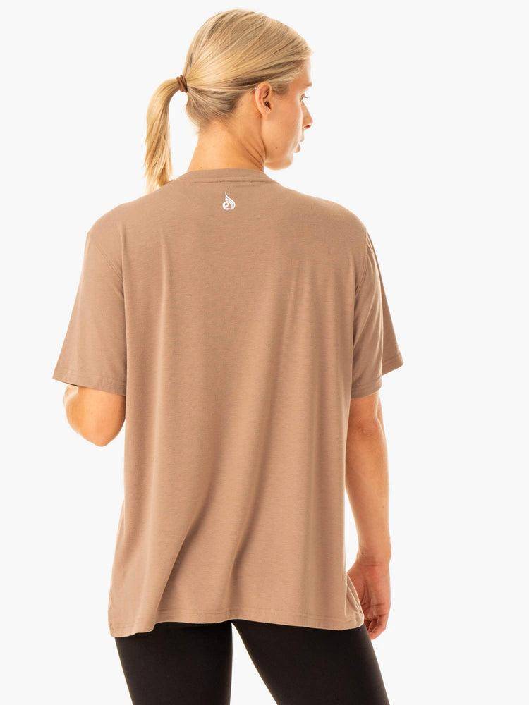 Koszulki Damskie Ryderwear Women T Shirts Edit Longline Taupe | PL1390GL