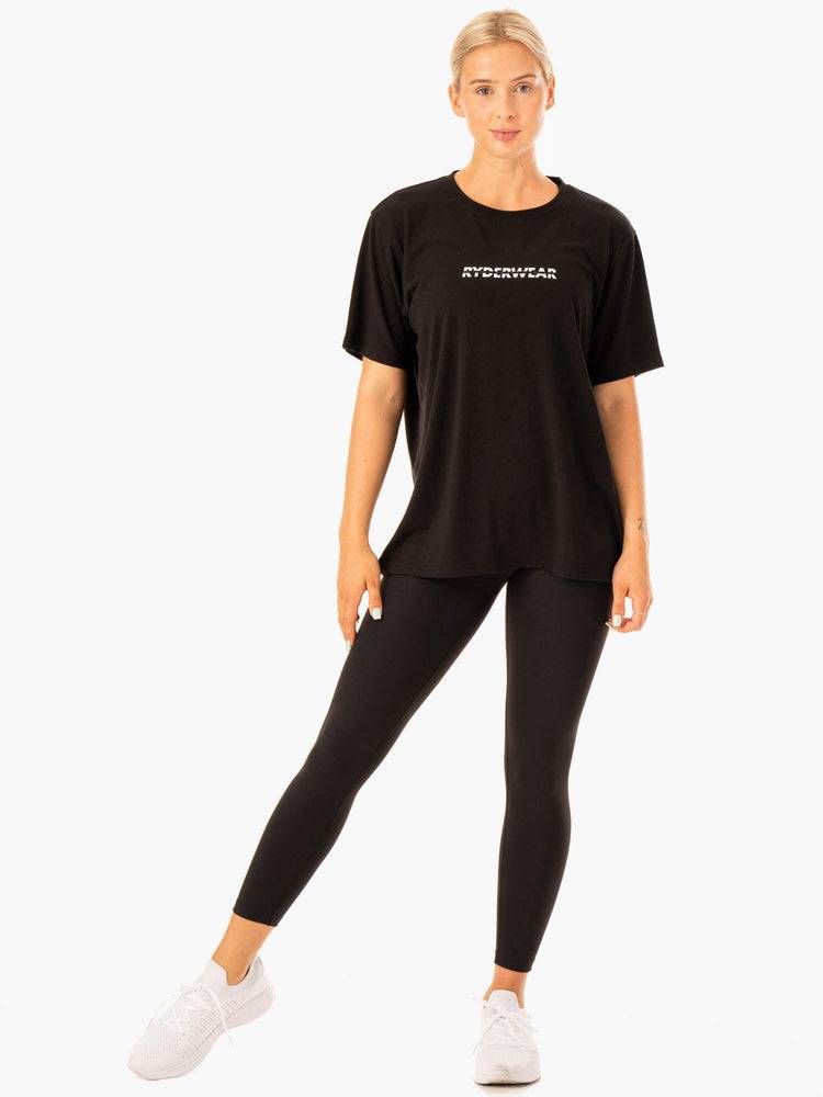 Koszulki Damskie Ryderwear Women T Shirts Edit Longline Czarne | PL1391HK