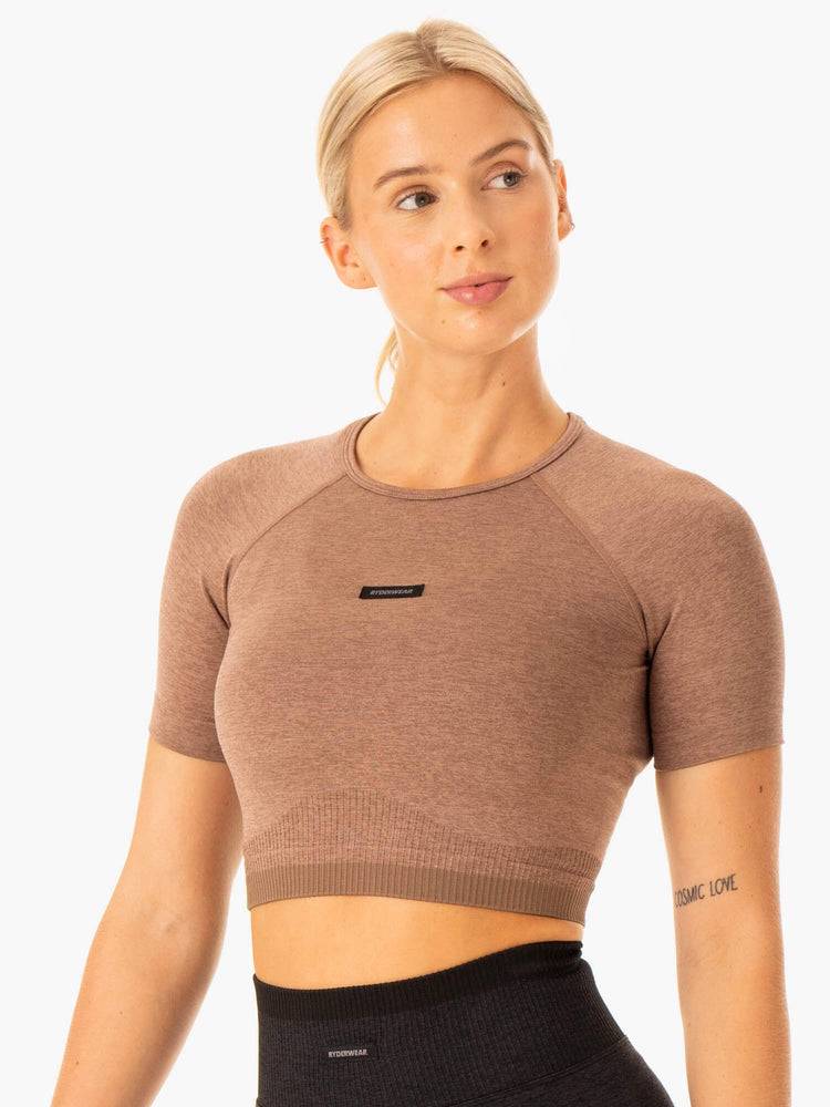 Koszulki Damskie Ryderwear Women T Shirts Excel Seamless Beżowe | PL1397CE