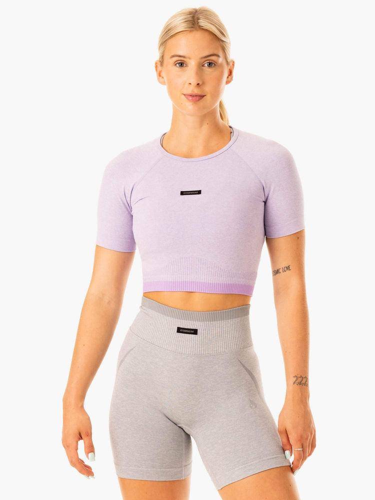 Koszulki Damskie Ryderwear Women T Shirts Excel Seamless Lawenda | PL1398VD