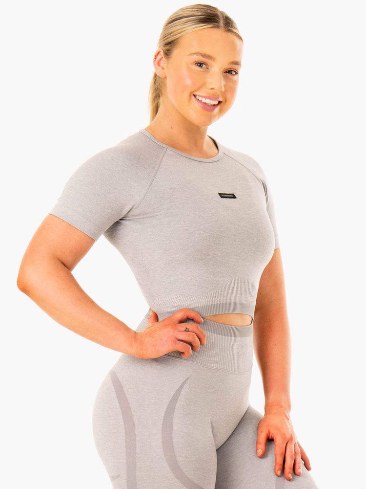 Koszulki Damskie Ryderwear Women T Shirts Excel Seamless Szare | PL1399BC