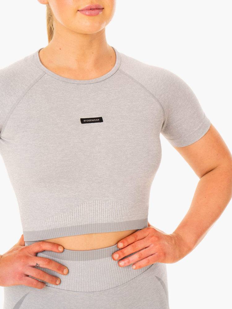 Koszulki Damskie Ryderwear Women T Shirts Excel Seamless Szare | PL1399BC