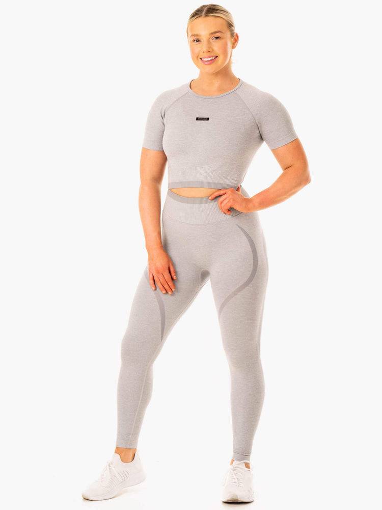 Koszulki Damskie Ryderwear Women T Shirts Excel Seamless Szare | PL1399BC