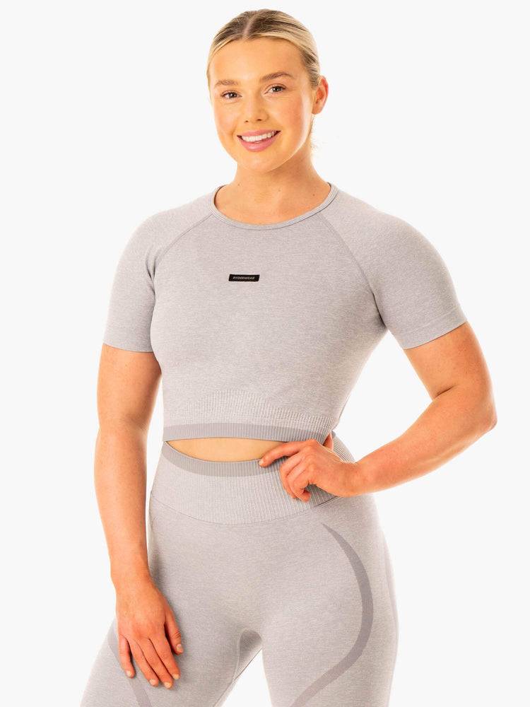 Koszulki Damskie Ryderwear Women T Shirts Excel Seamless Szare | PL1399BC