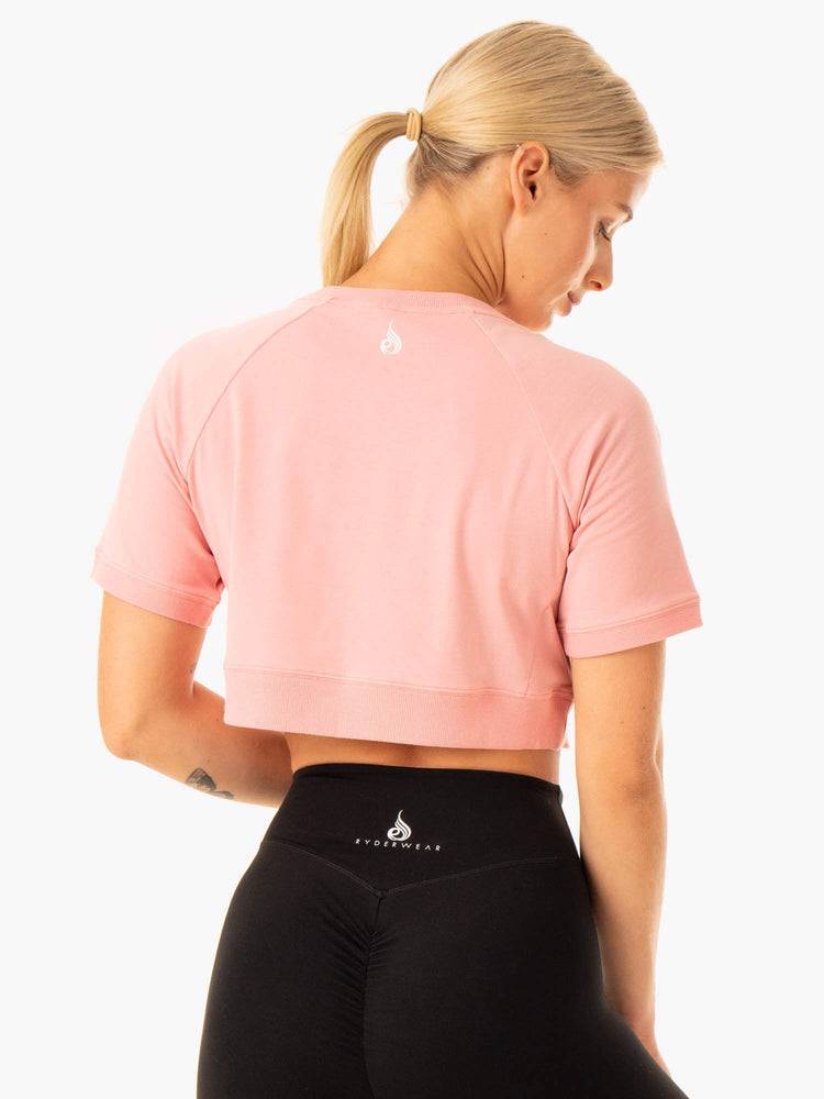 Koszulki Damskie Ryderwear Women T Shirts Revival Bawełniane Różowe | PL1402QZ