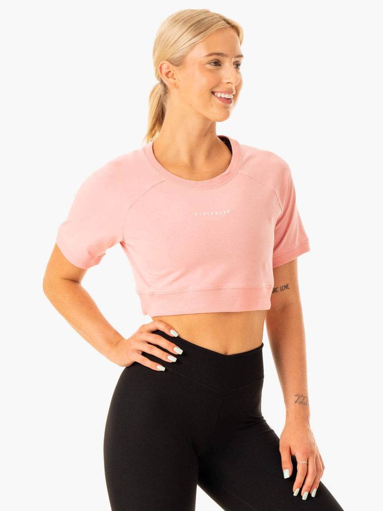 Koszulki Damskie Ryderwear Women T Shirts Revival Bawełniane Różowe | PL1402QZ