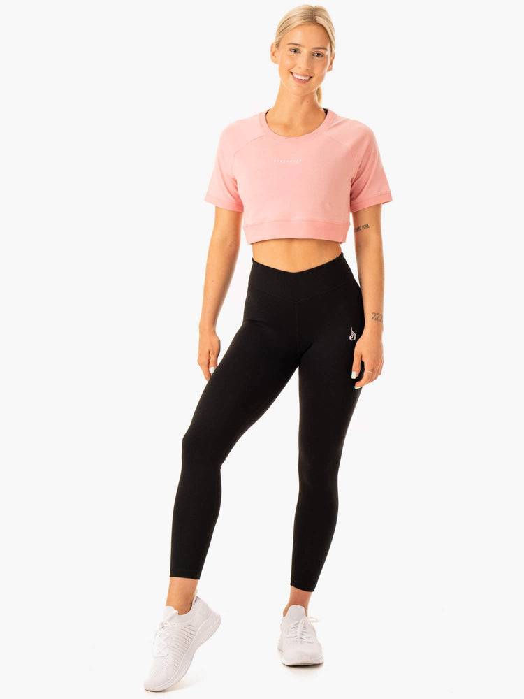 Koszulki Damskie Ryderwear Women T Shirts Revival Bawełniane Różowe | PL1402QZ