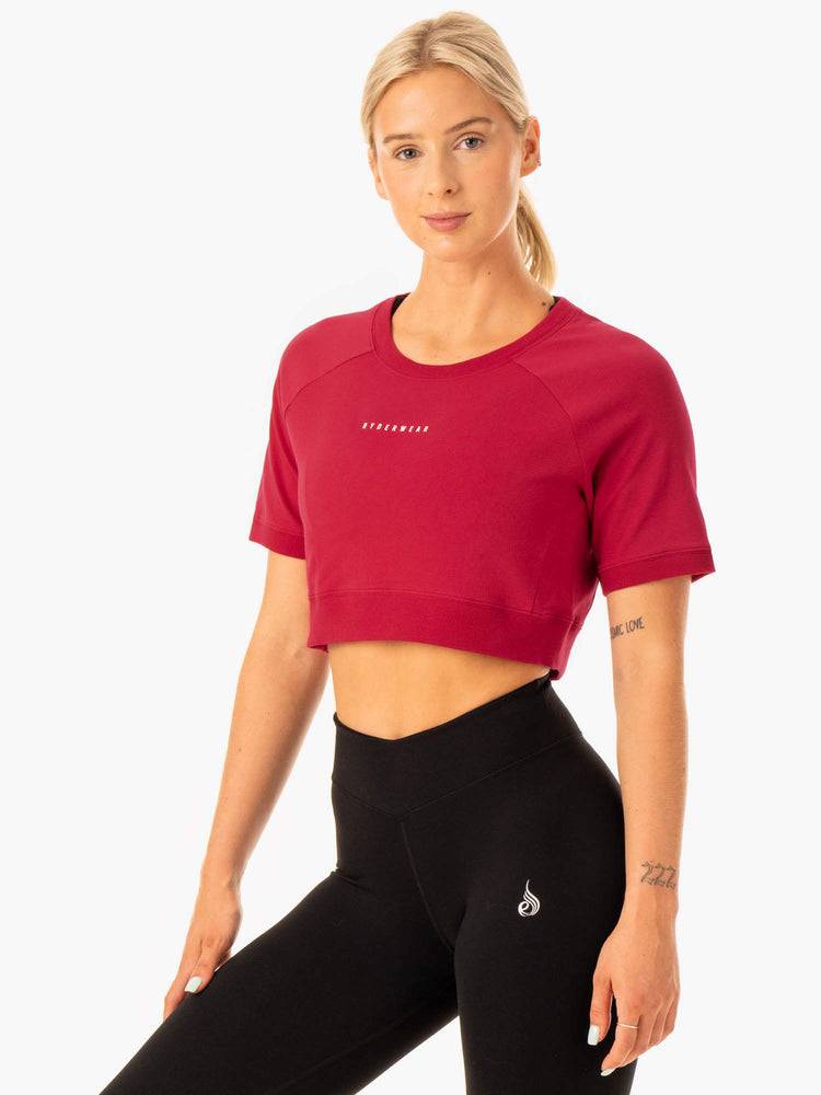 Koszulki Damskie Ryderwear Women T Shirts Revival Bawełniane Czerwone | PL1403WY