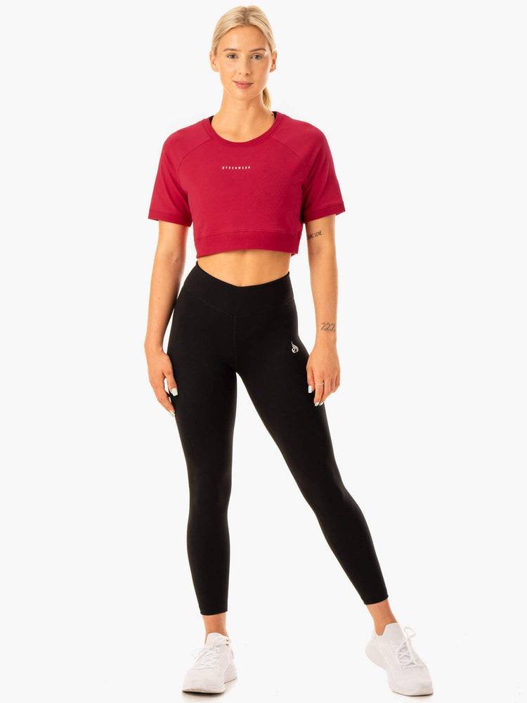 Koszulki Damskie Ryderwear Women T Shirts Revival Bawełniane Czerwone | PL1403WY