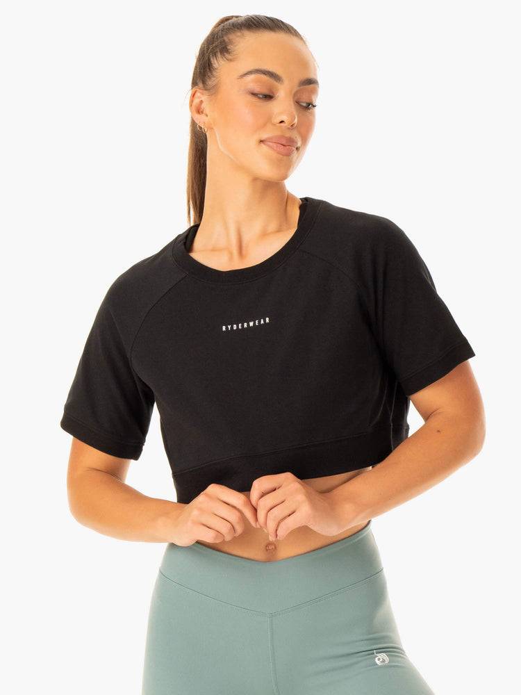 Koszulki Damskie Ryderwear Women T Shirts Revival Bawełniane Czarne | PL1405RW