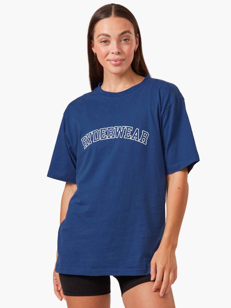 Koszulki Damskie Ryderwear Women T Shirts Oversized Królewski Niebieski Niebieskie | PL1407YU