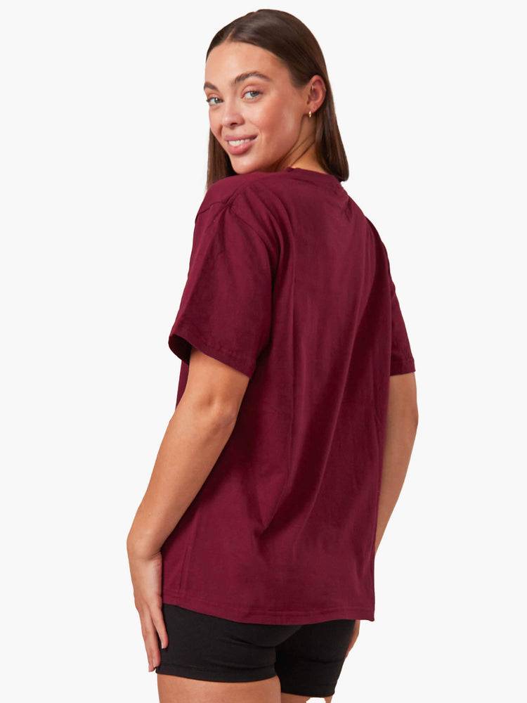 Koszulki Damskie Ryderwear Women T Shirts Oversized Bordowe | PL1408UT