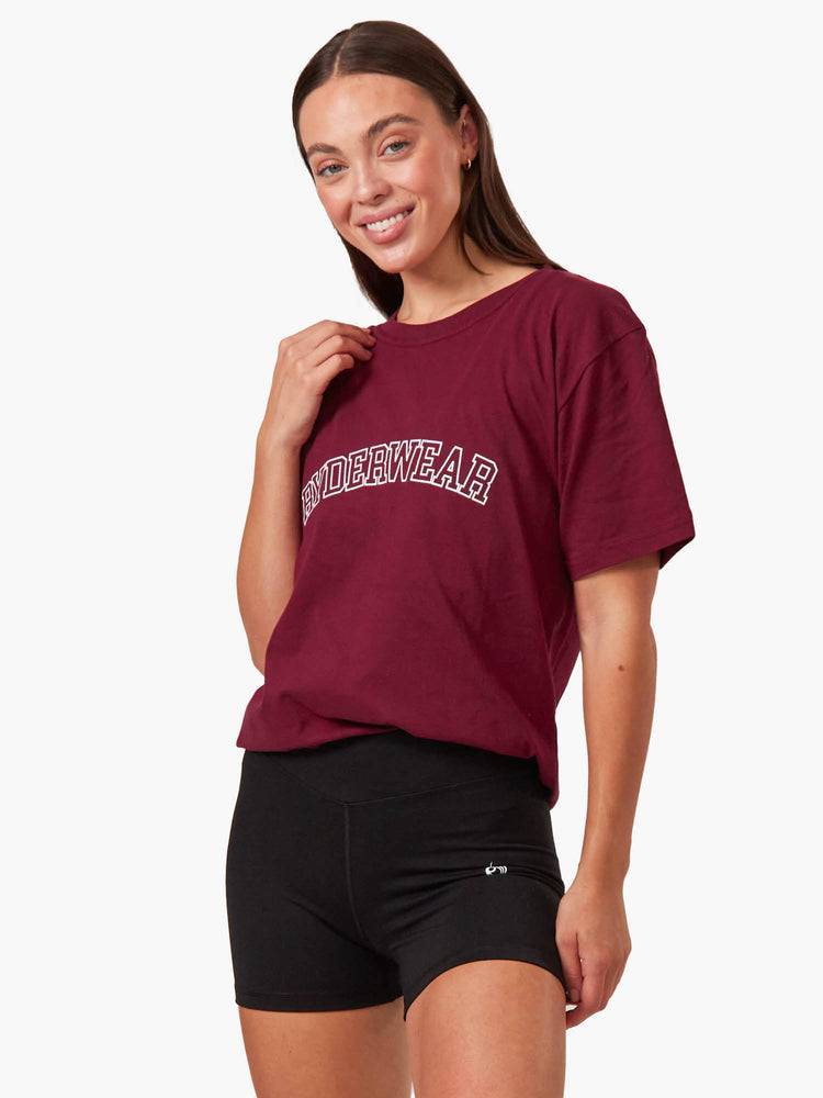 Koszulki Damskie Ryderwear Women T Shirts Oversized Bordowe | PL1408UT