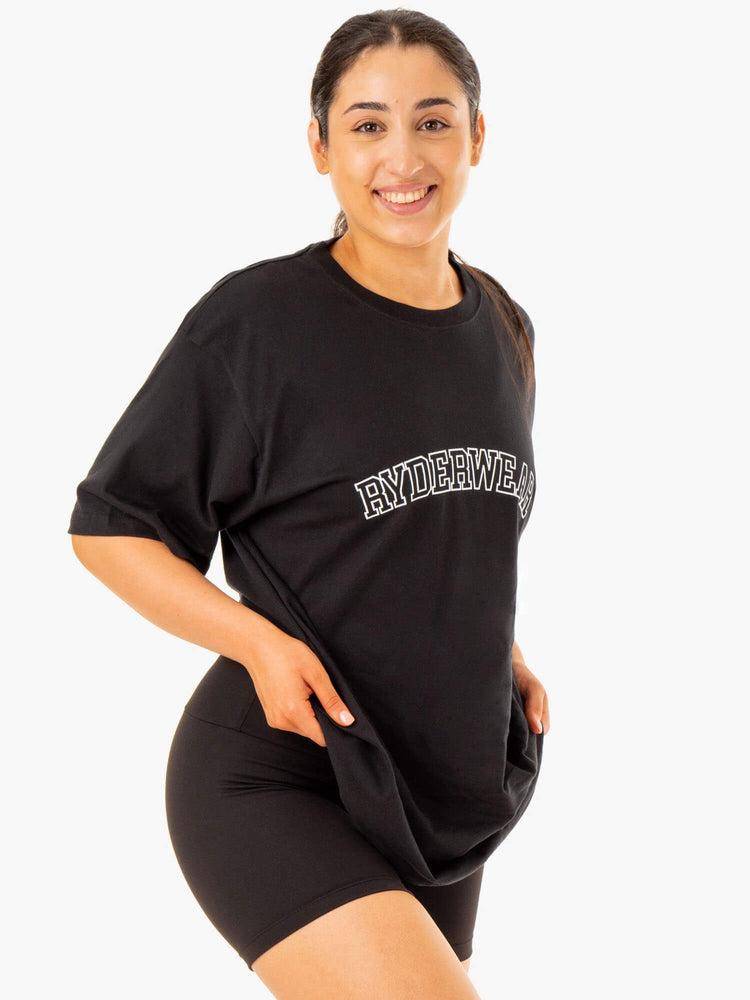 Koszulki Damskie Ryderwear Women T Shirts Oversized Czarne | PL1414DN