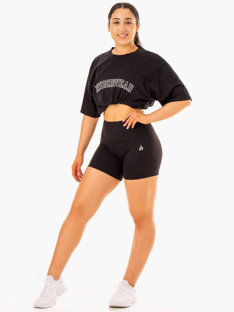 Koszulki Damskie Ryderwear Women T Shirts Oversized Czarne | PL1414DN