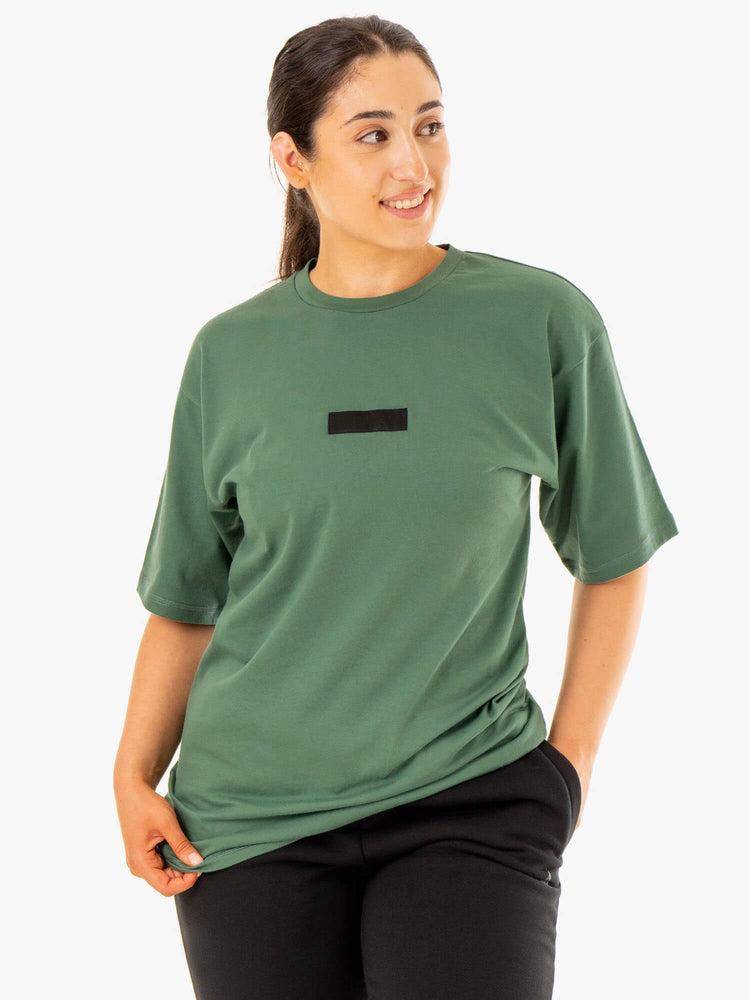 Koszulki Damskie Ryderwear Women T Shirts Unisex Oversized Zielone | PL1415FM