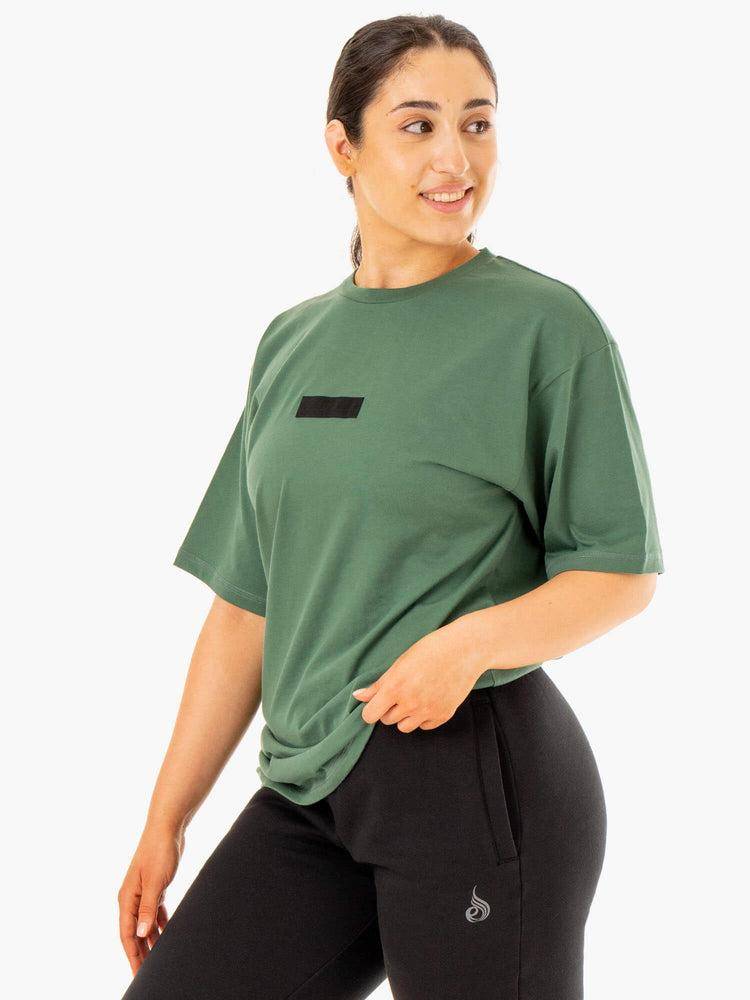 Koszulki Damskie Ryderwear Women T Shirts Unisex Oversized Zielone | PL1415FM