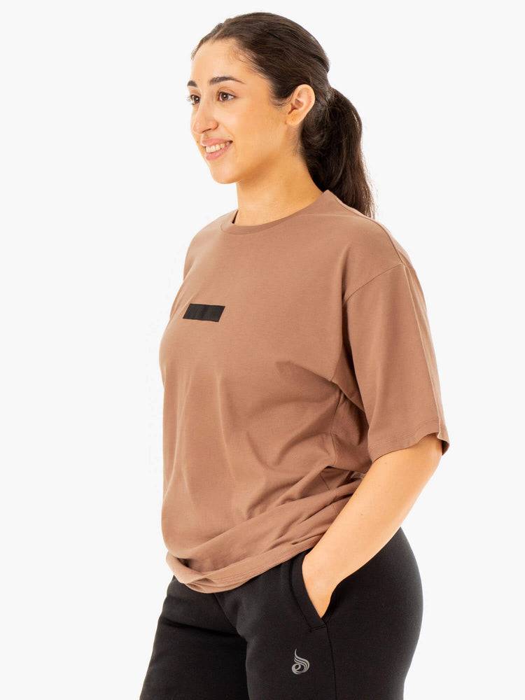 Koszulki Damskie Ryderwear Women T Shirts Unisex Oversized Beżowe | PL1417HK