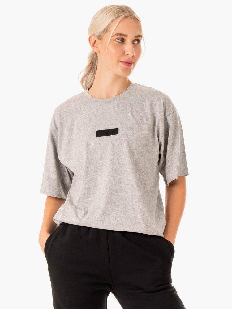 Koszulki Damskie Ryderwear Women T Shirts Unisex Oversized Szare | PL1418JJ