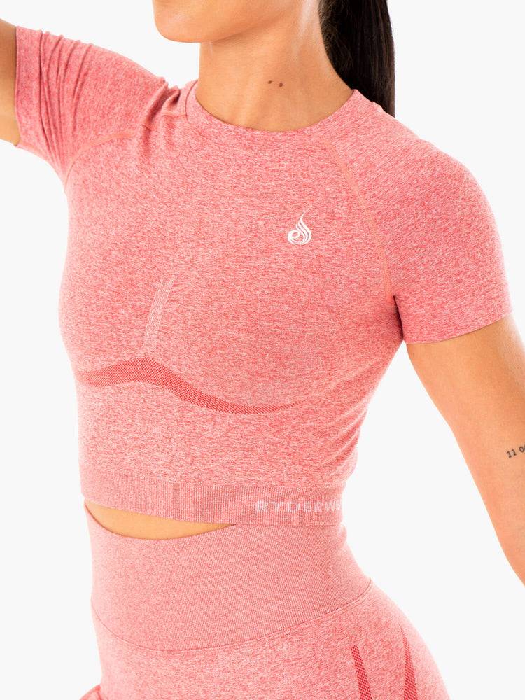 Koszulki Damskie Ryderwear Women T Shirts Sculpt Seamless Różowe | PL1420LH