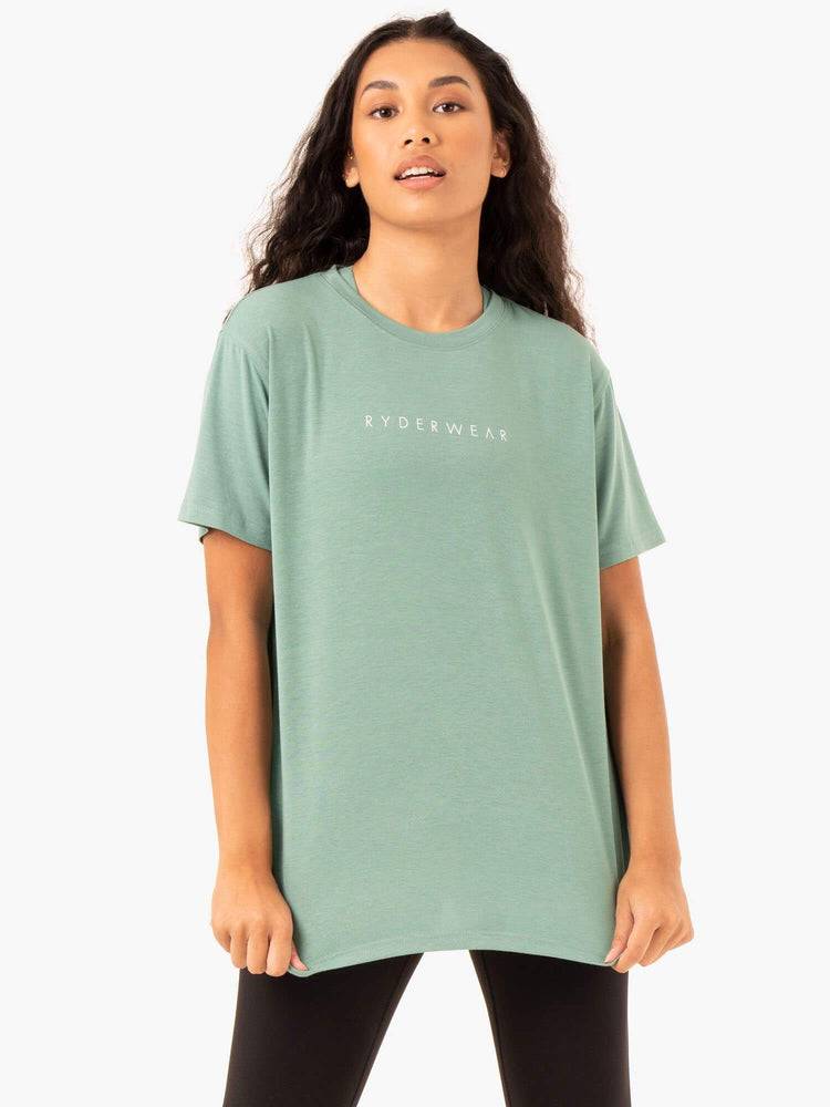 Koszulki Damskie Ryderwear Women T Shirts Boyfriend Longline Oliwkowe | PL1422XF