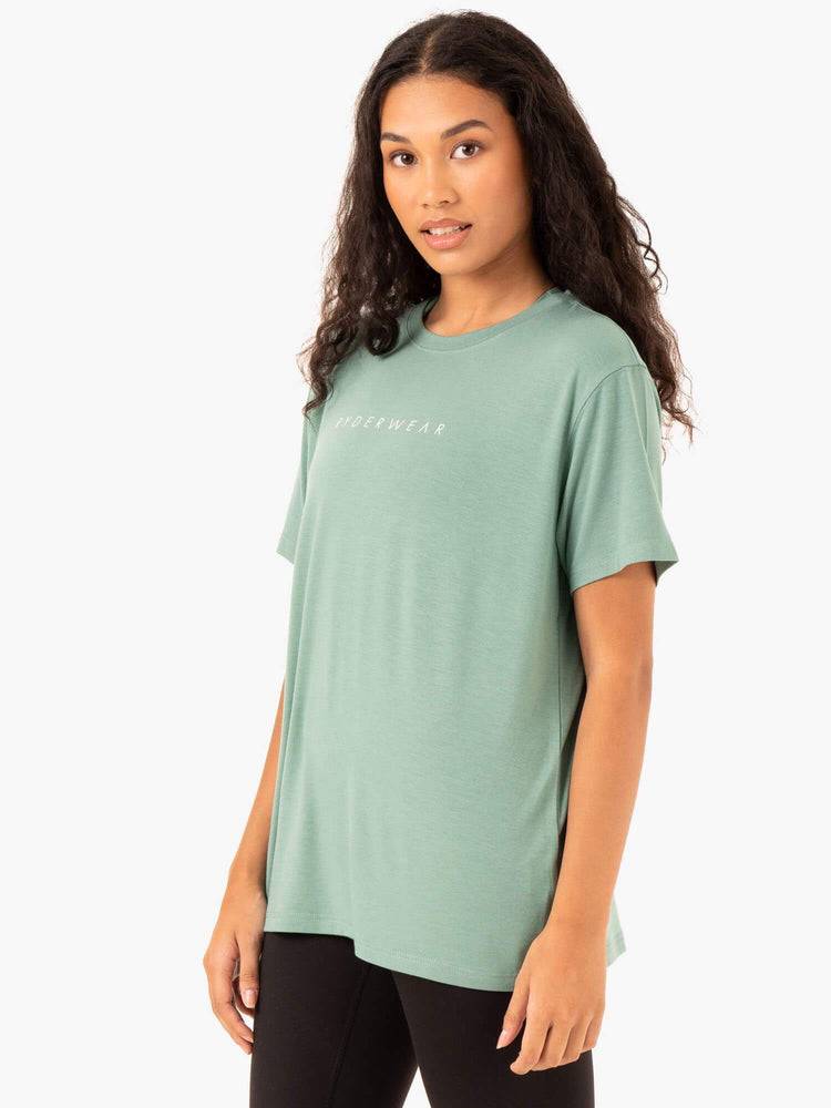 Koszulki Damskie Ryderwear Women T Shirts Boyfriend Longline Oliwkowe | PL1422XF