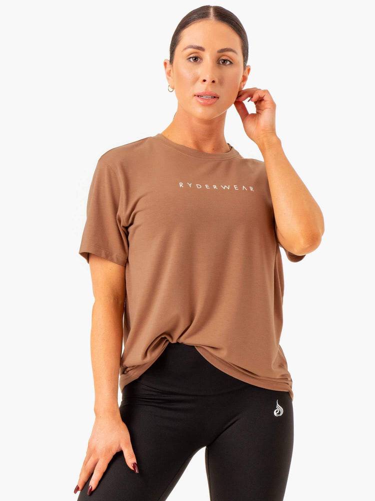 Koszulki Damskie Ryderwear Women T Shirts Boyfriend Longline Beżowe | PL1423CE