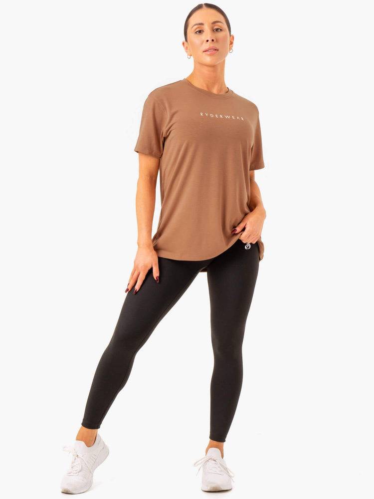 Koszulki Damskie Ryderwear Women T Shirts Boyfriend Longline Beżowe | PL1423CE