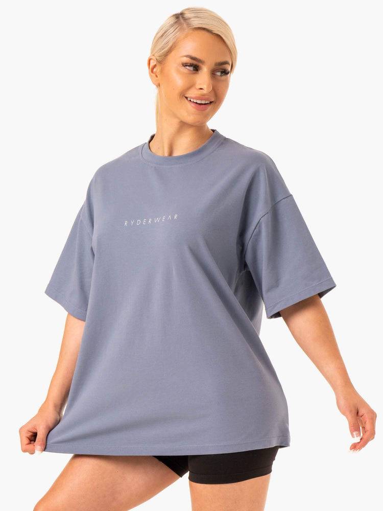 Koszulki Damskie Ryderwear Women T Shirts Staples Oversized Tee Szare | PL1429WY