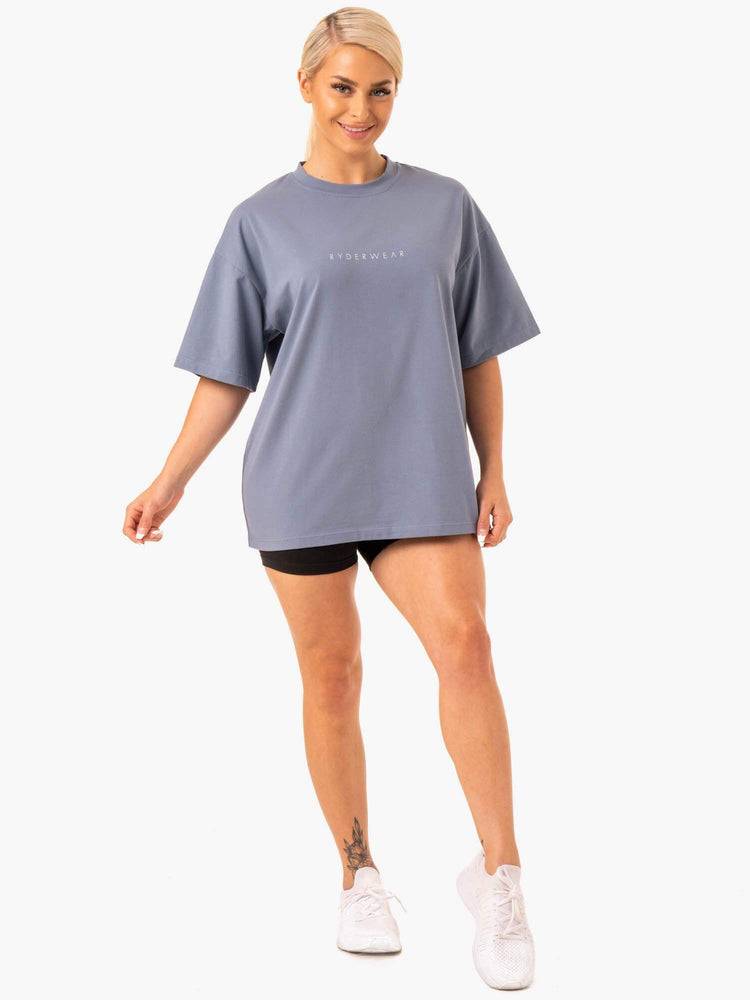 Koszulki Damskie Ryderwear Women T Shirts Staples Oversized Tee Szare | PL1429WY