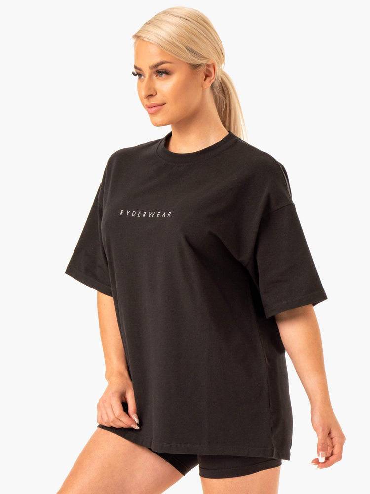 Koszulki Damskie Ryderwear Women T Shirts Staples Oversized Tee Czarne | PL1430EX